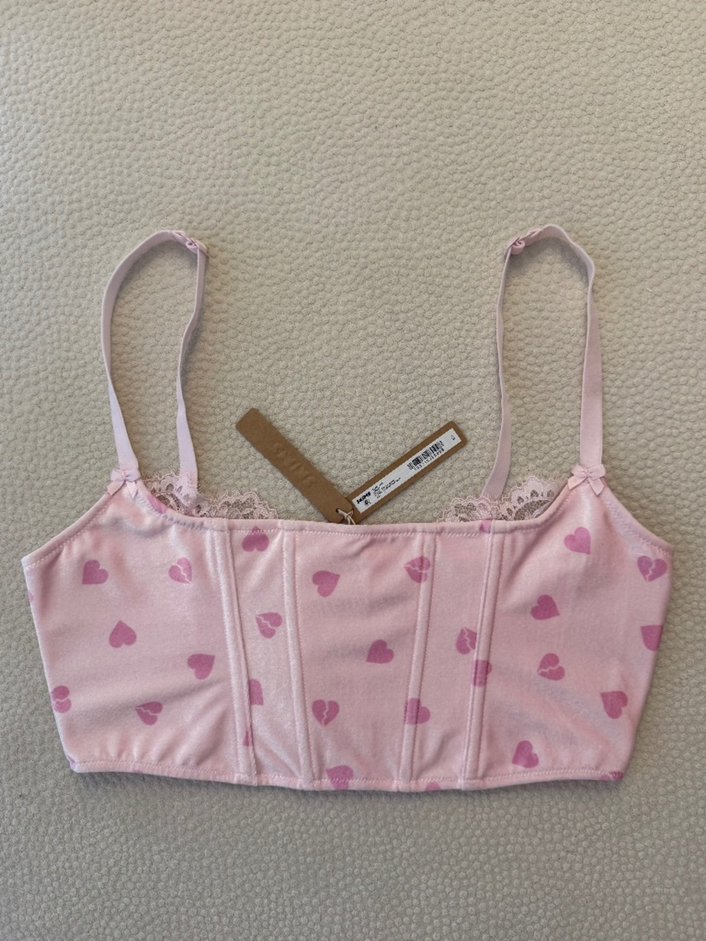 Skims Velvet Lace Cropped Corset - Cherry Blossom Heart Breaker NWT